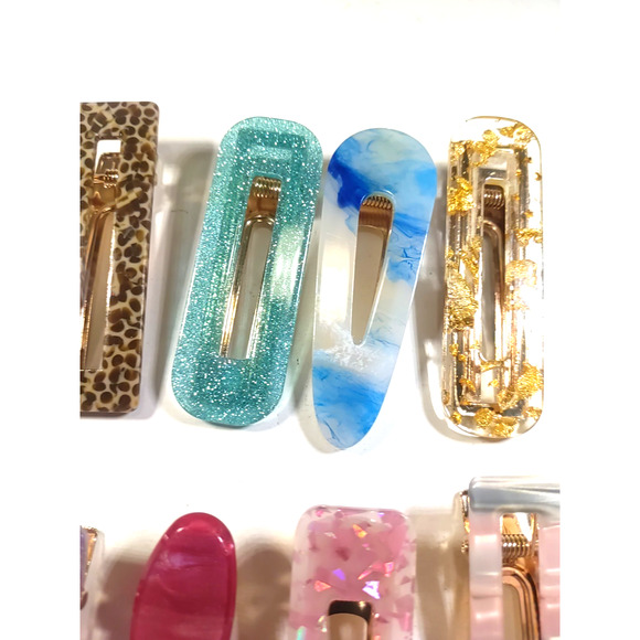 Hair Barrettes Clips Lot Of 8 Sparkles Retro Classic - Picture 8 of 11